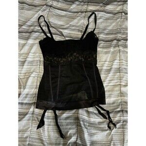 US - 36 La Perla 3 Black Corset Bustier Lingerie Top Sexy Lace Garter